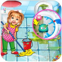 可爱的小女孩房子清理